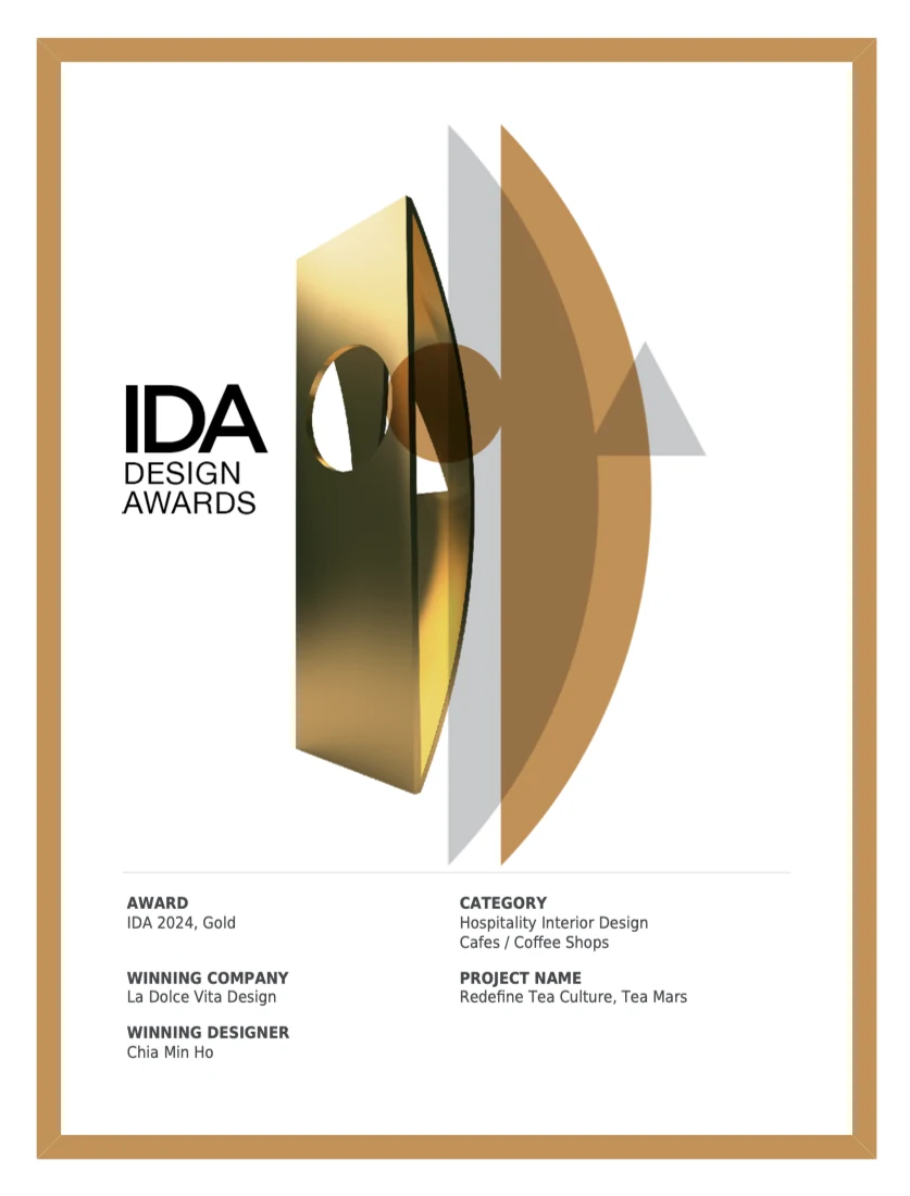2024 IDA Gold International Design Awards (USA) — Tea Mars — 得獎證書